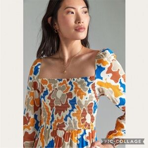 Anthropologie Dolan Left Coast Smocked Midi Dress